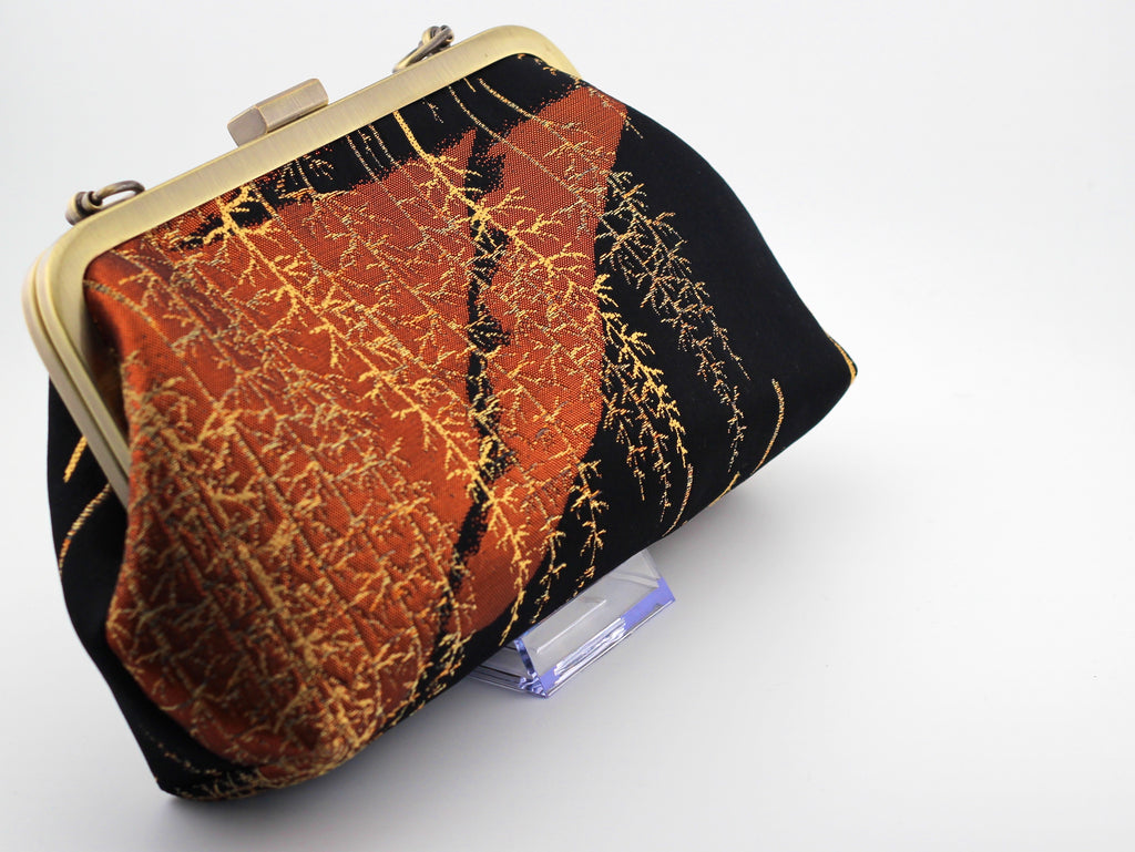 Vintage obi clutch - copper mountain forest