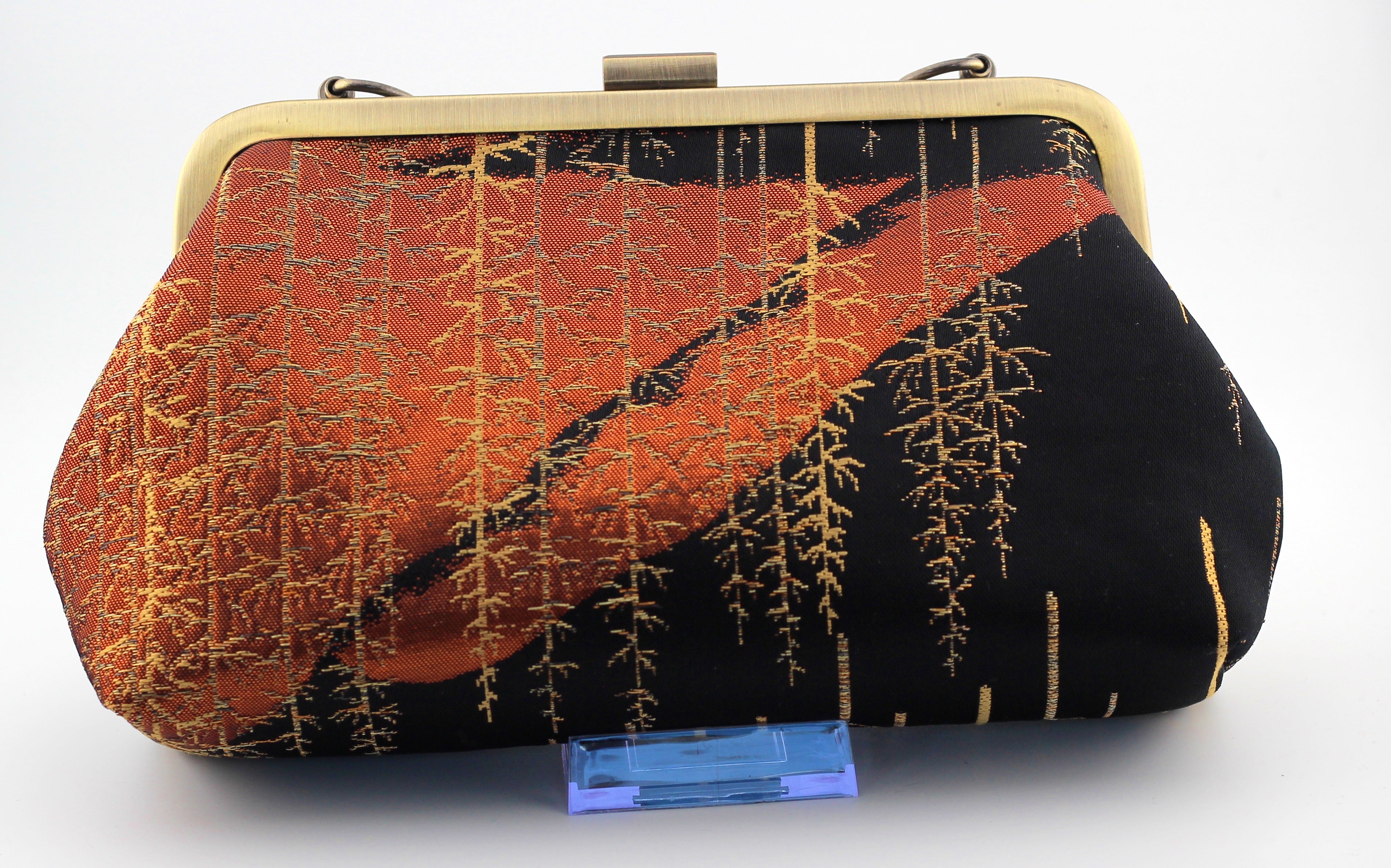 Vintage obi clutch - copper mountain forest