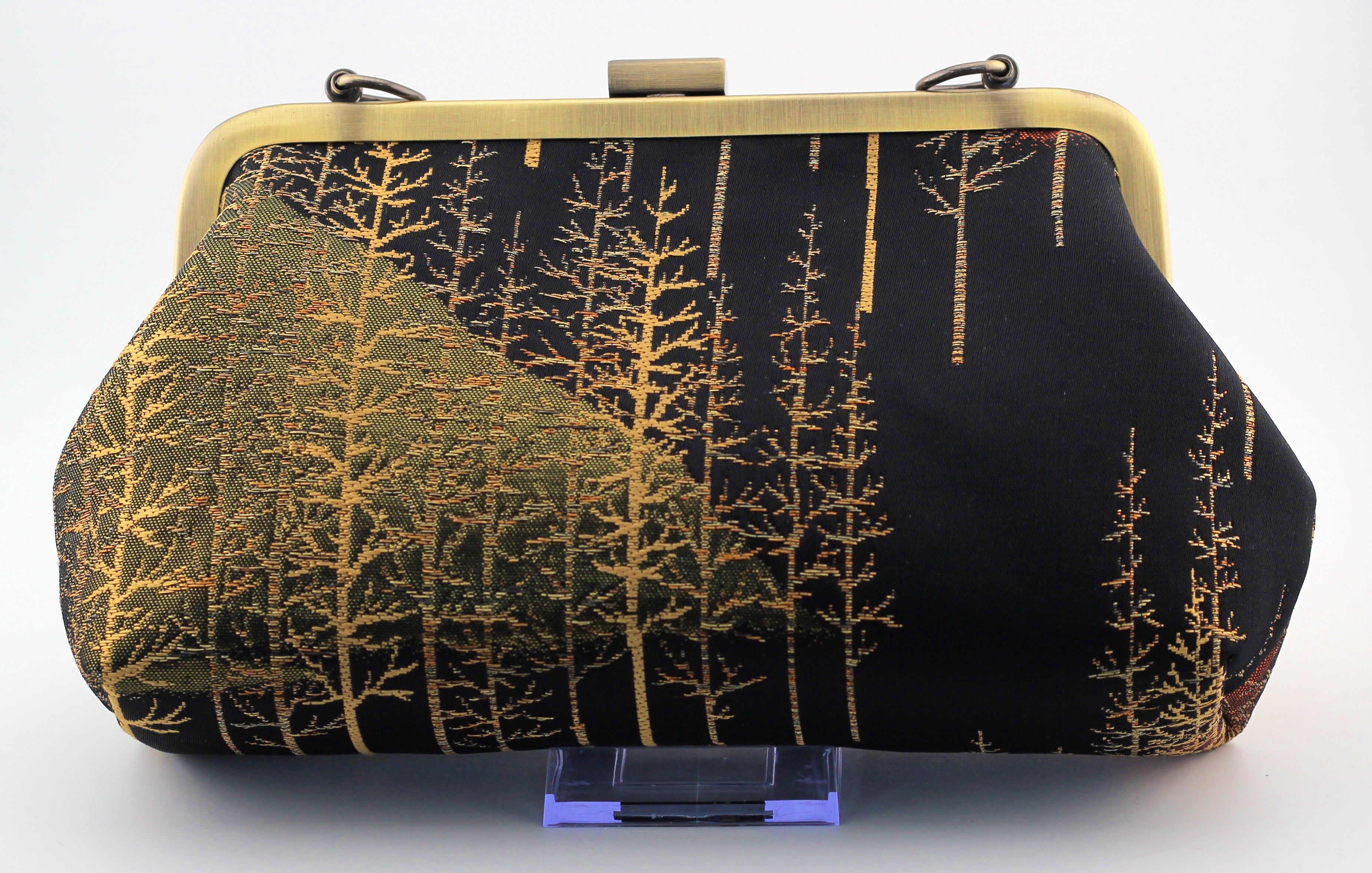 Vintage obi clutch - copper mountain forest