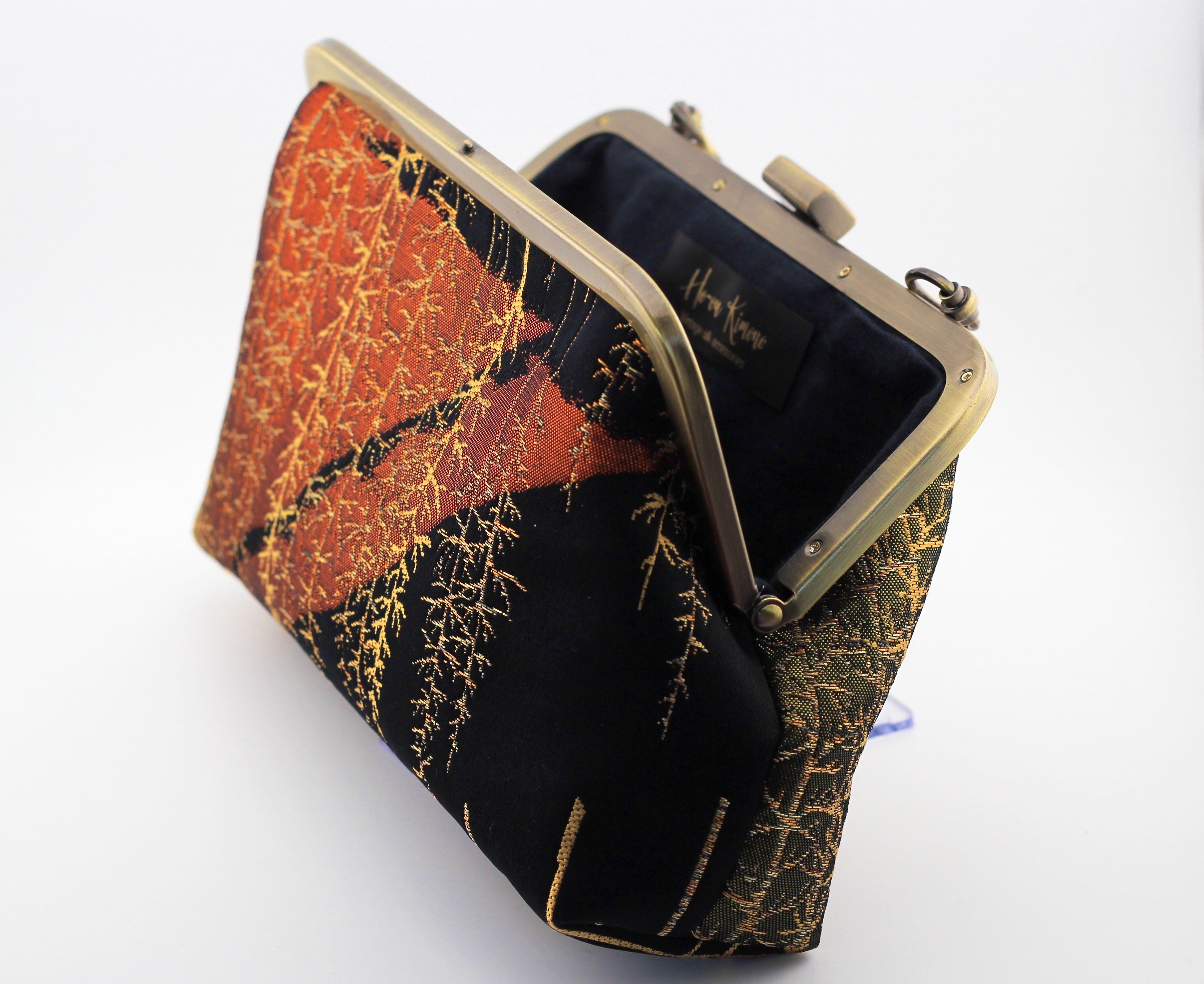 Vintage obi clutch - copper mountain forest