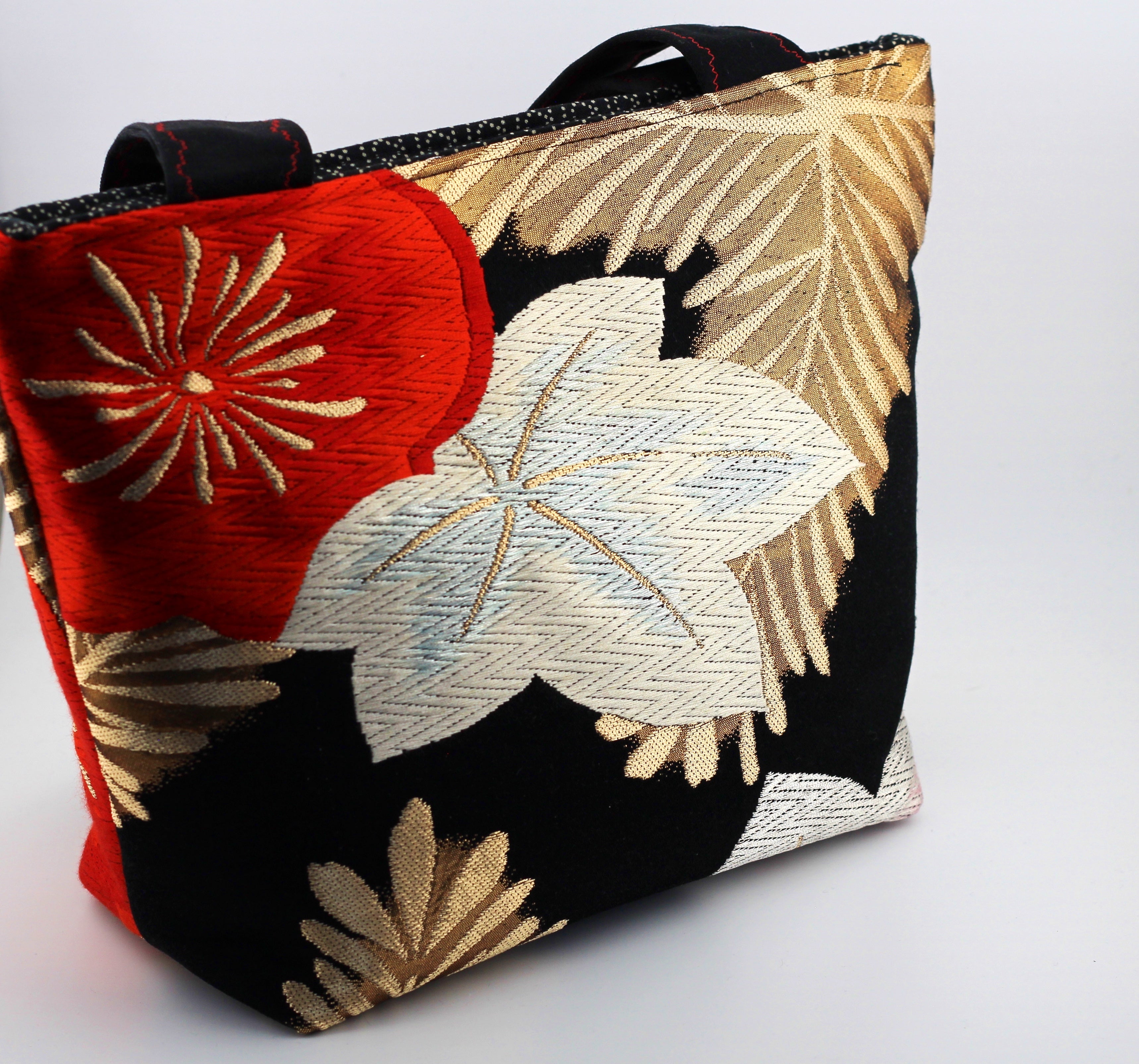 Vintage obi tote bag - blossom and maple