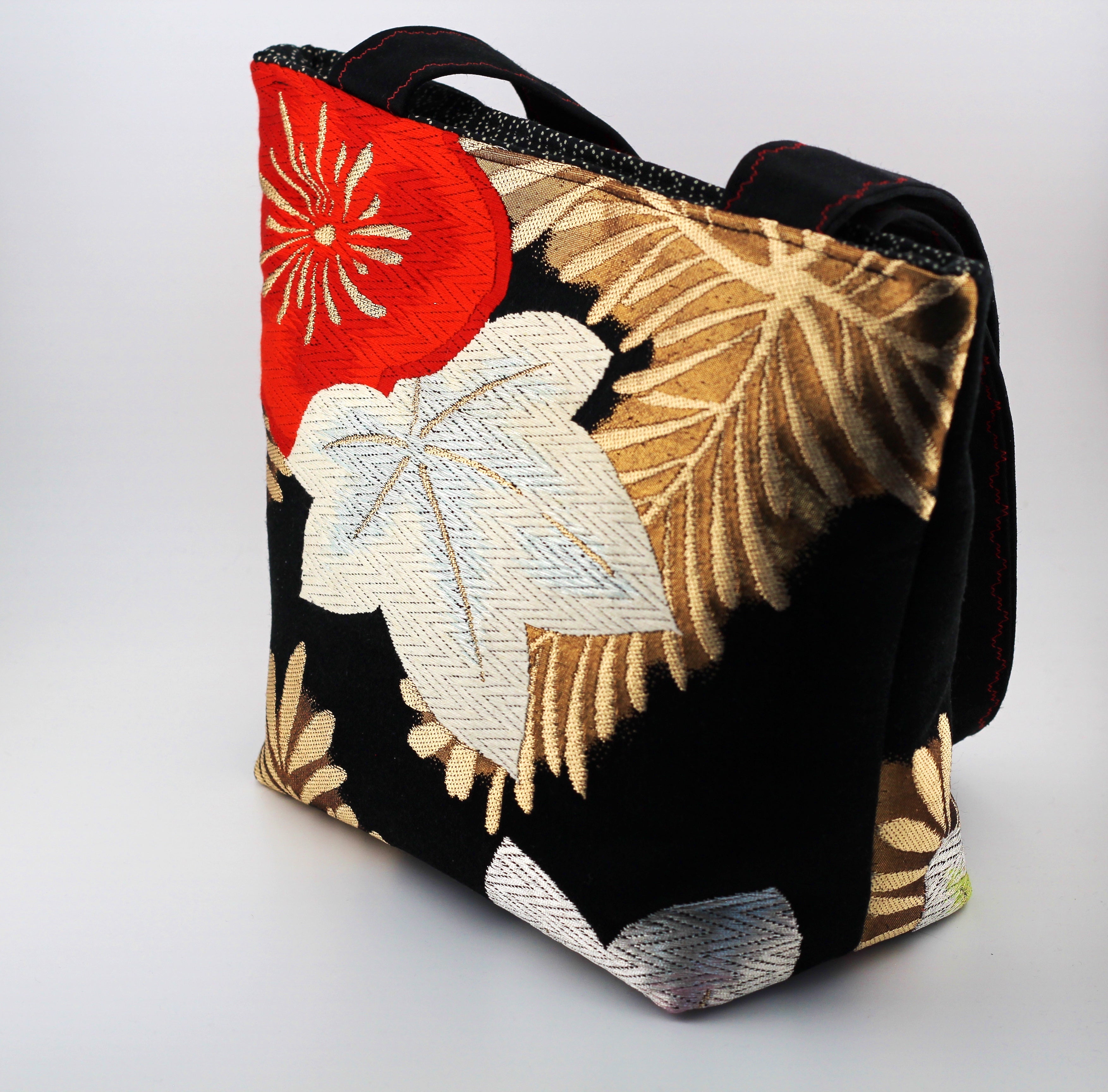 Vintage obi tote bag - blossom and maple