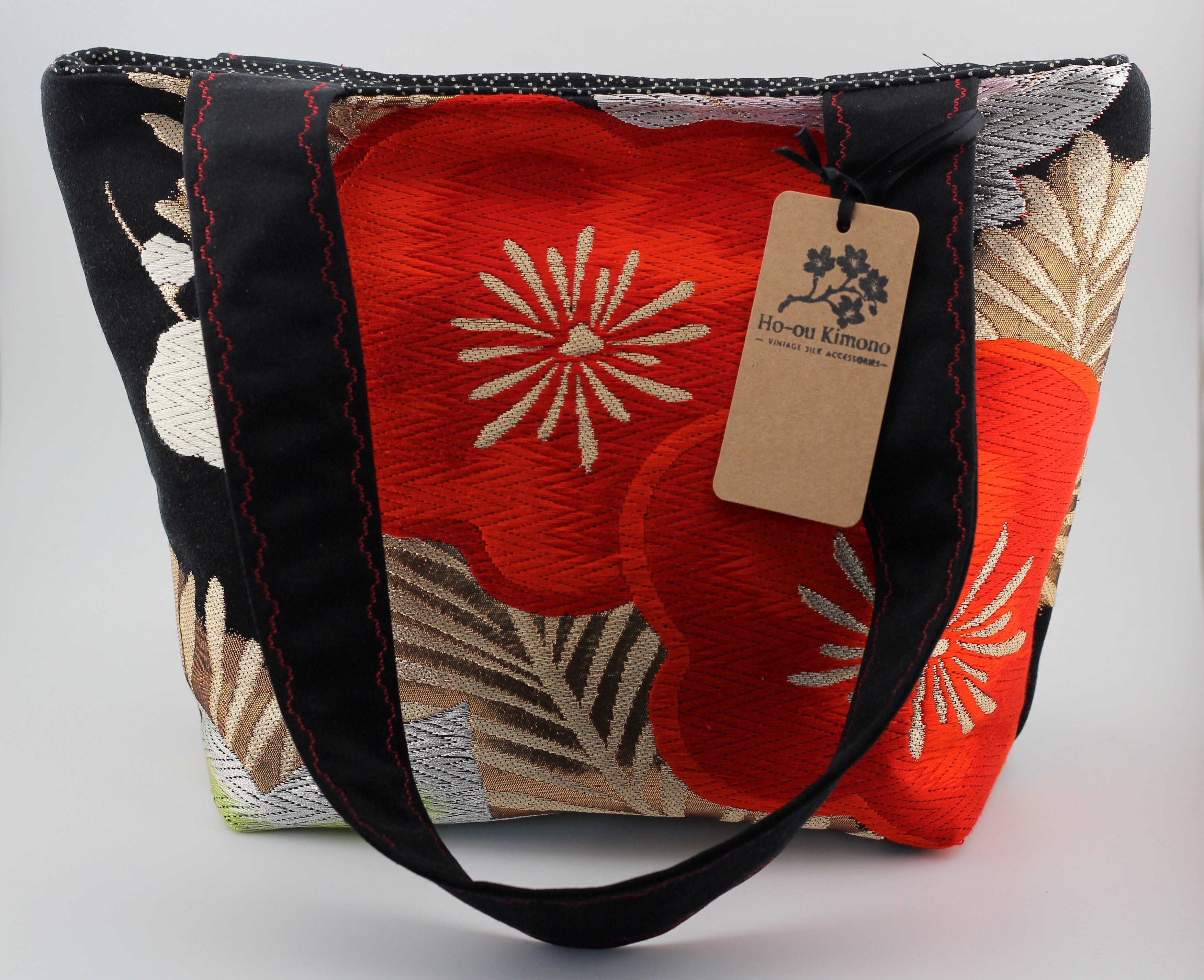 Vintage obi tote bag - blossom and maple