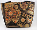Vintage obi tote bag - orange and gold flowers
