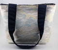 Vintage obi tote bag - silver and gold clouds