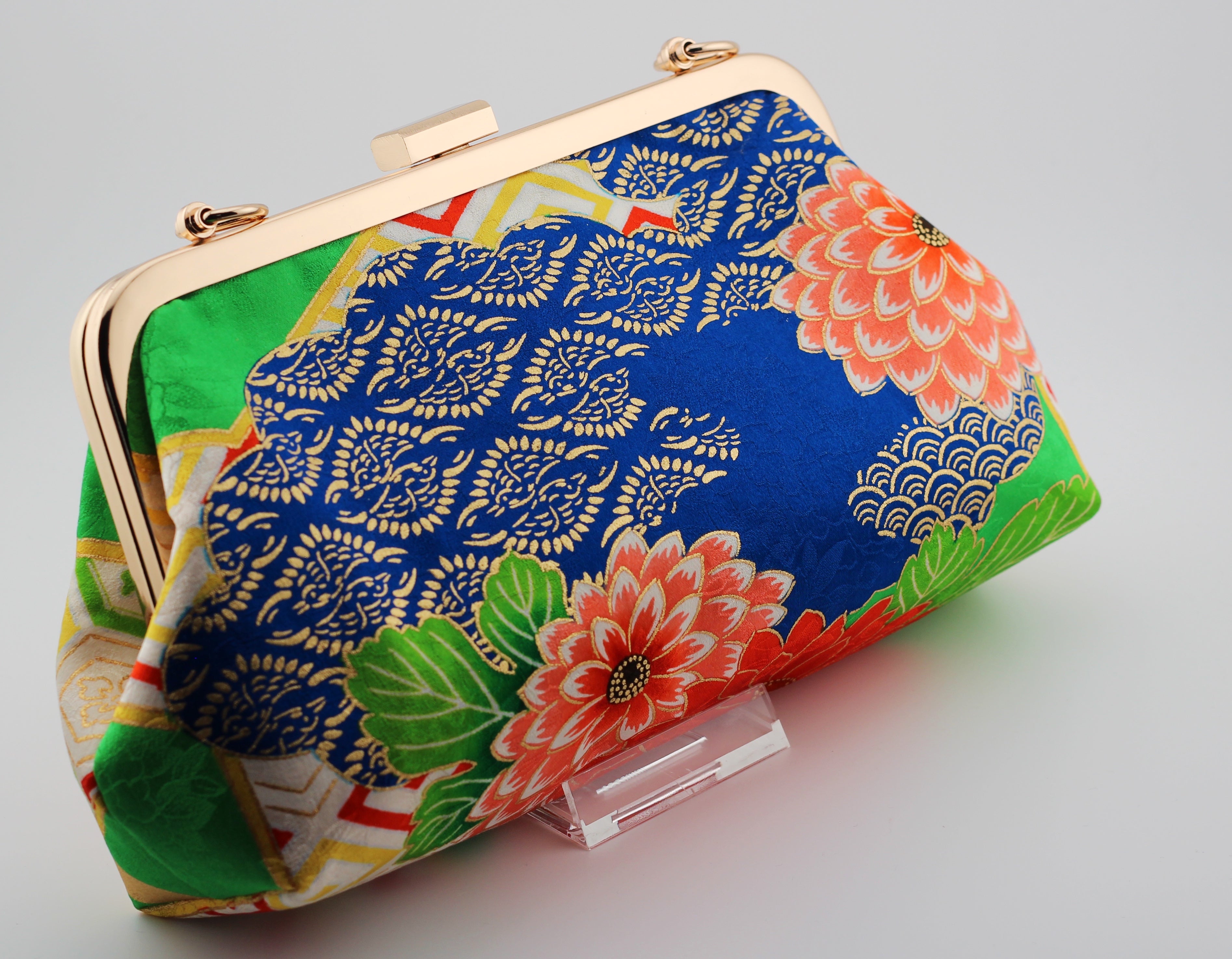 Vintage kimono clutch - pink kiku