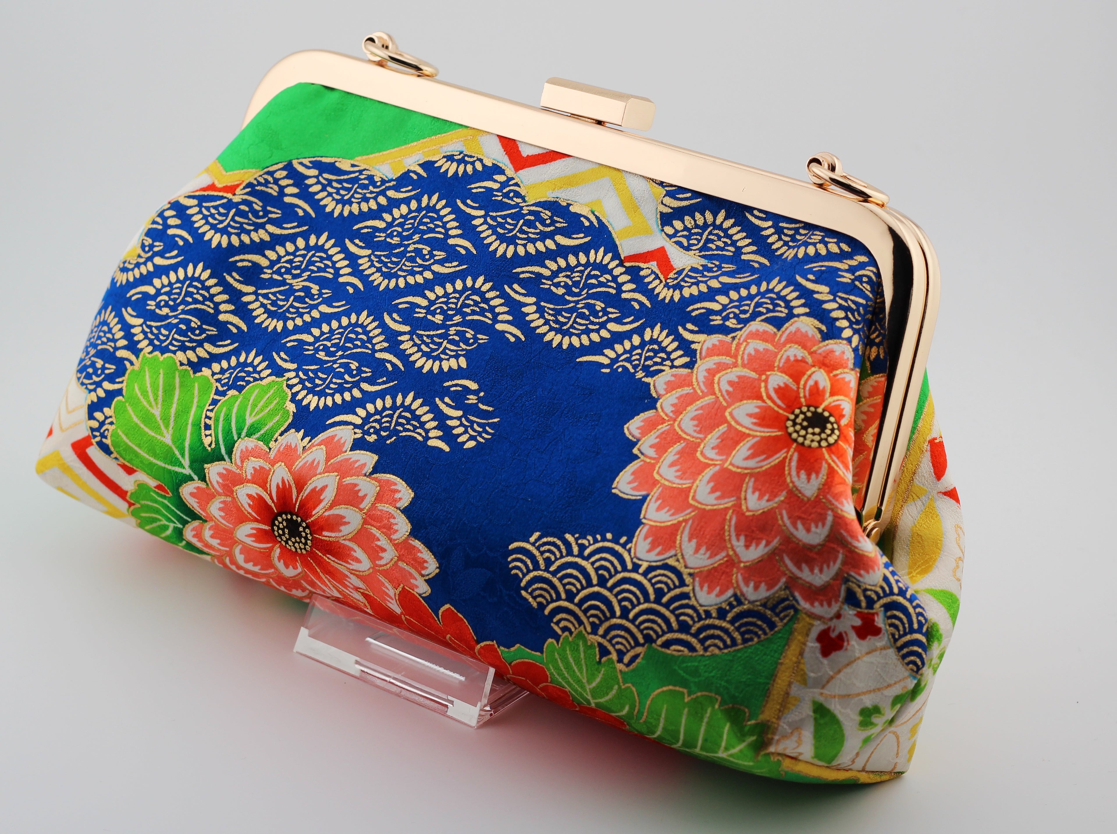 Vintage kimono clutch - pink kiku