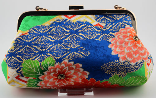 Vintage kimono clutch - pink kiku