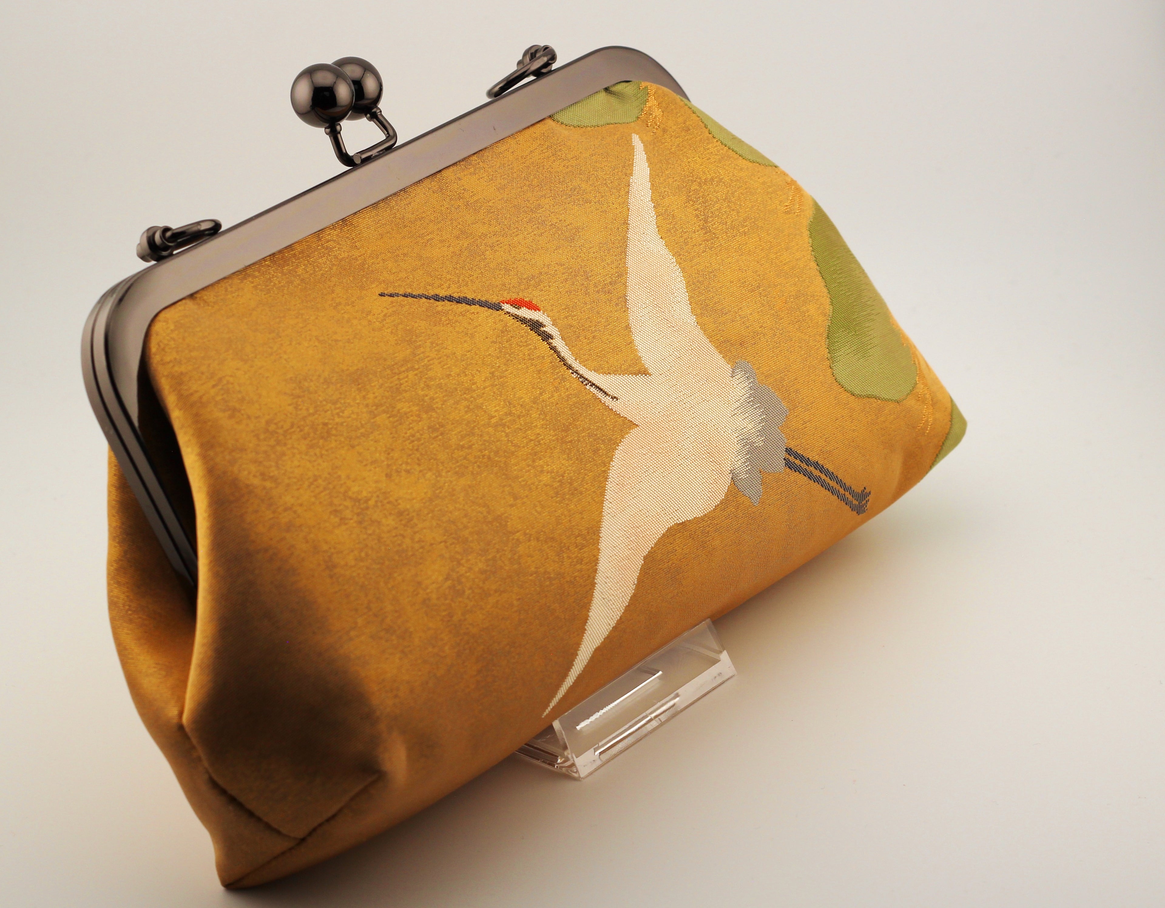 Vintage obi clutch - golden crane