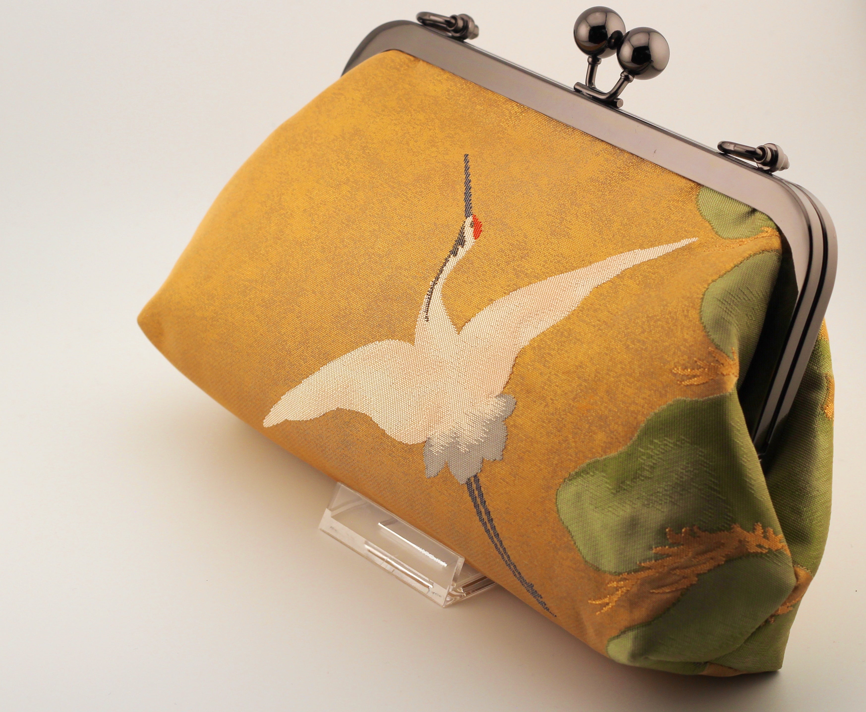 Vintage obi clutch - golden crane