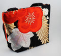 Vintage obi tote bag - green and blue maple
